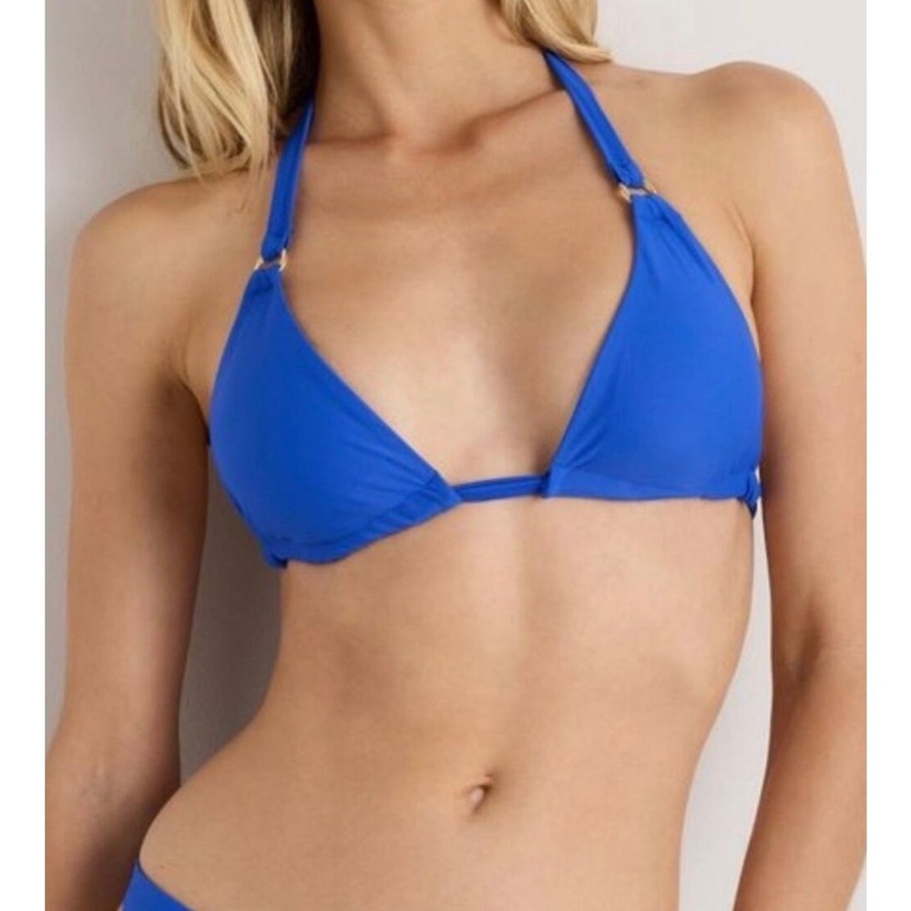 quince italian full coverage ring triangle bikini top electric blue women xlarge